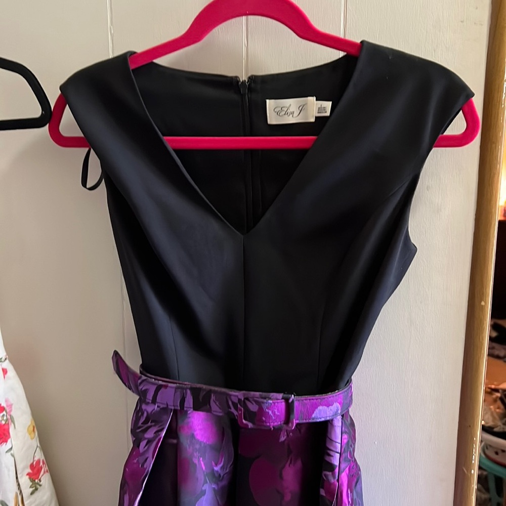 Eliza j purple jacquard dress w/pockets